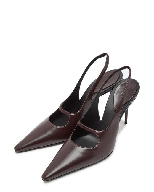 Alaïa Brown Drop 90 Leather Slingback Pumps