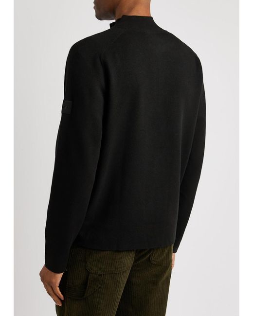 Calvin Klein Black Logo Knitted Half-zip Jumper for men