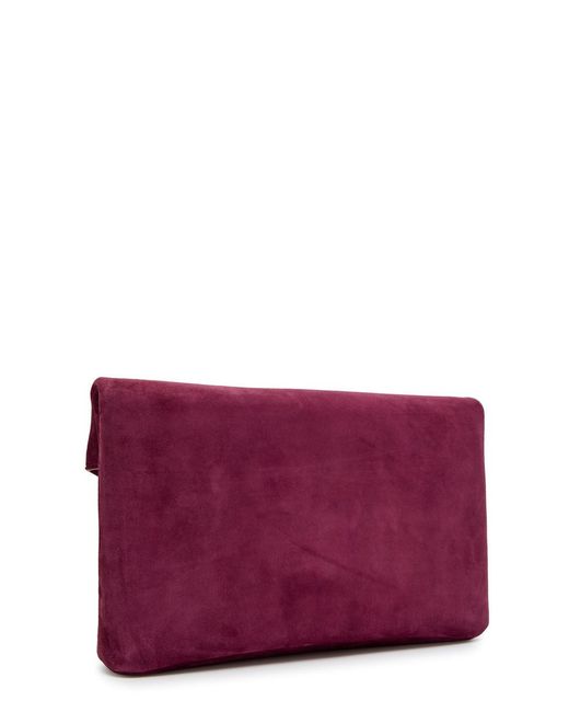 Saint Laurent Purple Envelope Suede Clutch