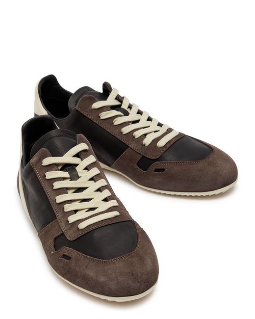 Rick Owens Black Panelled Suede And Leather Sneakers for men