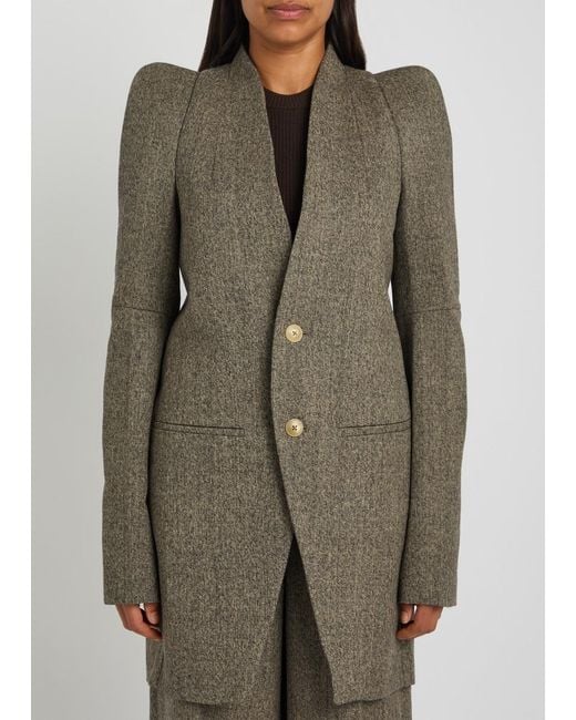 Rick Owens Green Metro Structured Wool Jacket