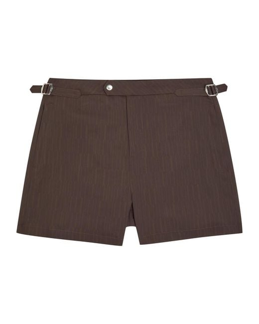 Raith Brown Silas Striped Woven Swim Shorts for men