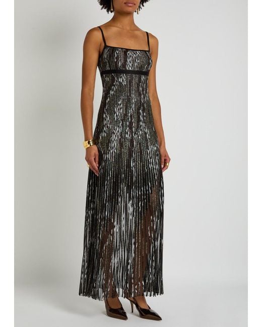 Missoni Black Patterned-Jacquard Metallic-Knit Midi Dress
