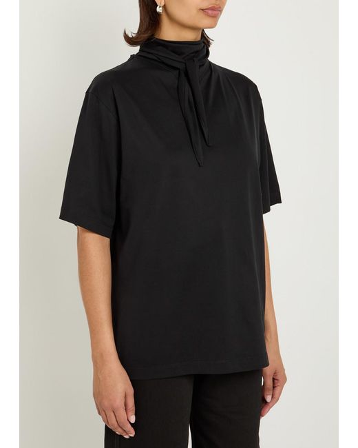 Lemaire Black Foulard-Neck Cotton T-Shirt