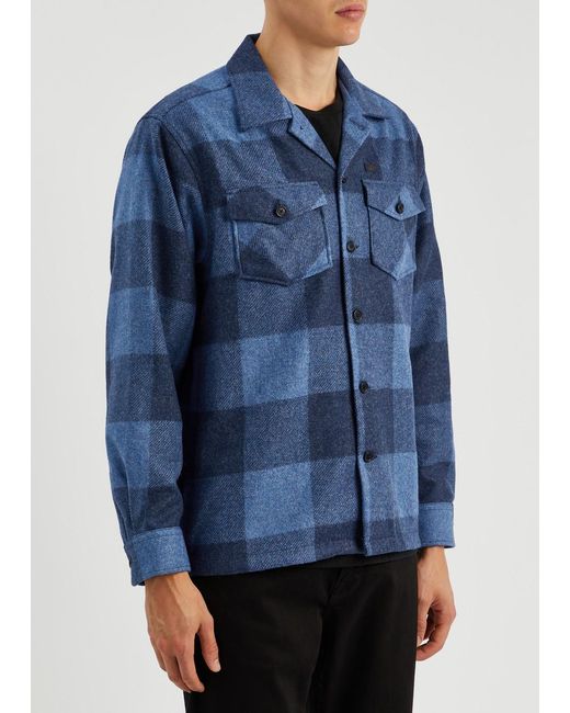 Nudie Jeans Blue Vincent Checked Wool-blend Overshirt for men
