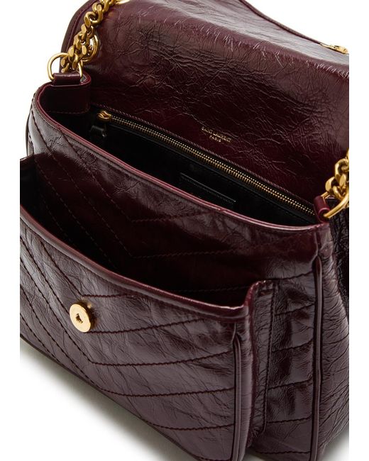 Saint Laurent Purple Niki Medium Patent Leather Shoulder Bag