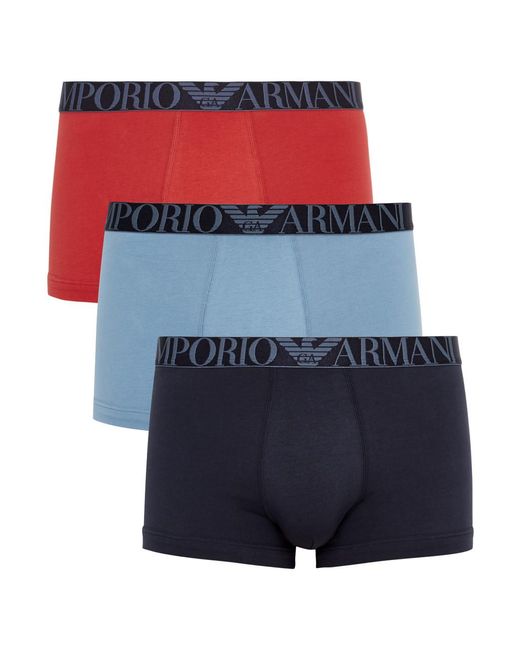 Emporio Armani Blue Stretch-cotton Trunks for men