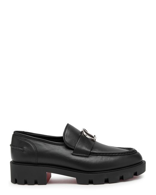 Christian Louboutin Black Moc Lug Leather Loafers