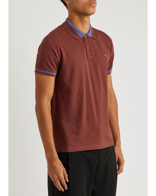 Vivienne Westwood Red Logo-embroide Piqué Cotton Polo Shirt for men