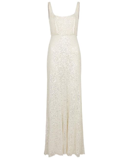 Rixo White Megan Sequin-embellished Gown