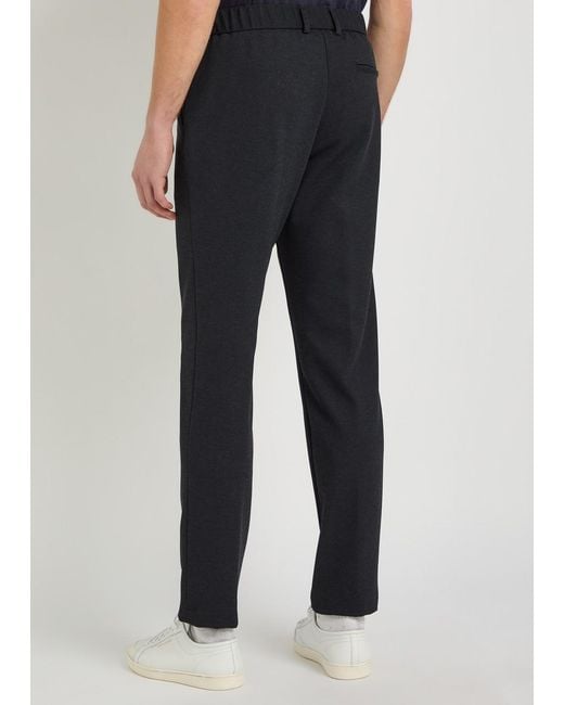 Boss Blue Tapered-Leg Piqué Jersey Trousers for men