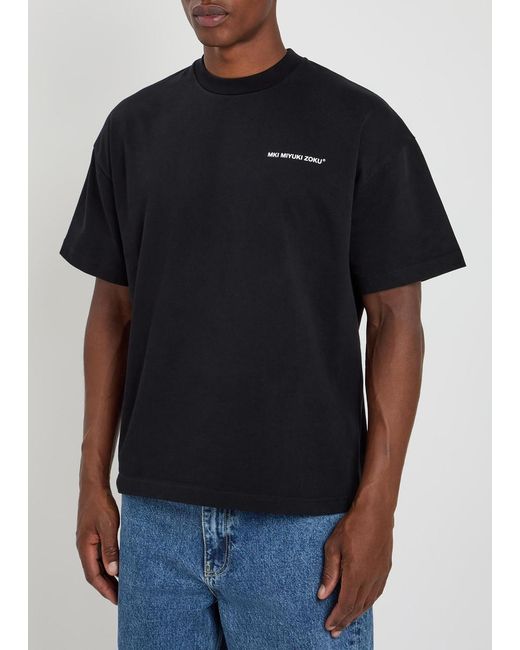 MKI Miyuki-Zoku Black Uniform Logo-Print Cotton T-Shirt for men