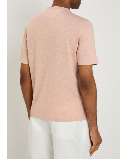 Brunello Cucinelli Pink Linen And Cotton-Blend T-Shirt for men