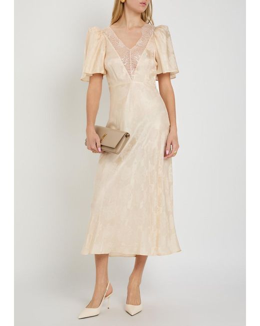 Ronny Kobo Natural Philo Floral-Jacquard Silk-Blend Midi Dress