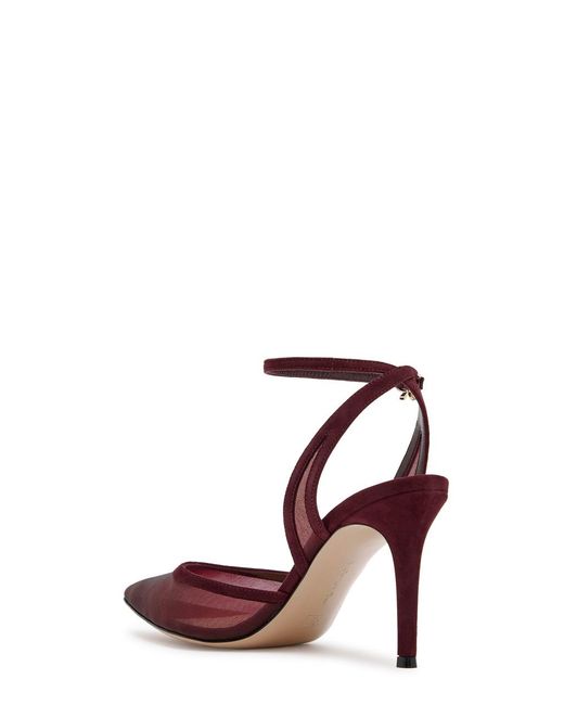 Gianvito Rossi Pink Dorotea 85 Mesh And Suede Sandals