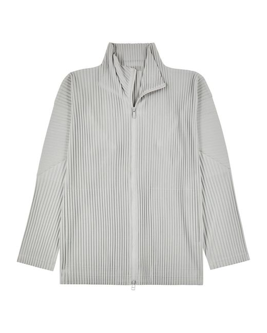 Issey Miyake Gray Homme Plissé Pleated High-Neck Jersey Jacket for men