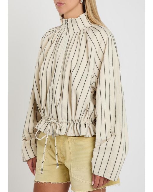 Free People Natural Devon Balloon Striped Cotton Jacket