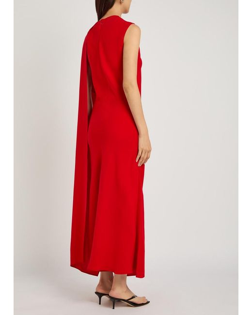 Heirlome Red Clementine Draped Silk Maxi Dress