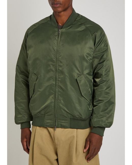 Percival Green Padded Taffeta Bomber Jacket for men