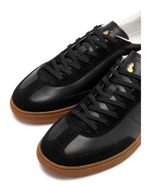 Polo Ralph Lauren Black Bedford Panelled Leather Sneakers for men