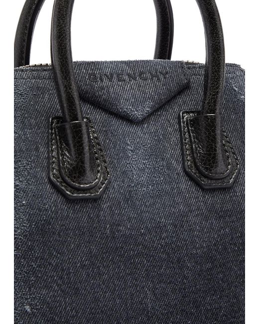 Givenchy Black Antigona Mini Denim Top Handle Bag