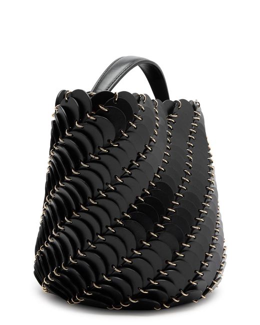 Rabanne Black Paco Disc Leather Bucket Bag