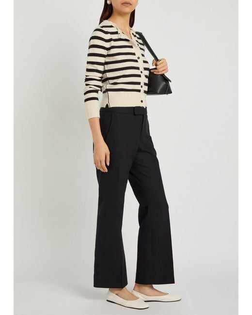 Maria McManus Blue Flared-Leg Cotton-Twill Trousers