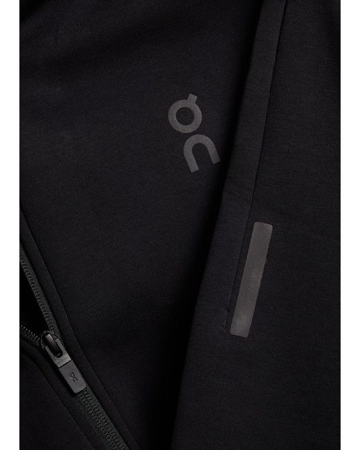On Shoes Blue Focus Tech Hooded Cott-Blend Sweatshirt for men