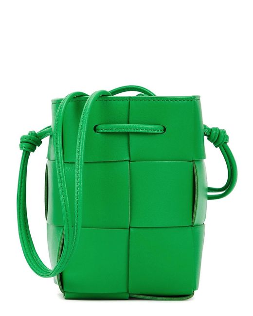 Bottega Veneta Green Cassette Intrecciato Mini Leather Cross-Body Bag