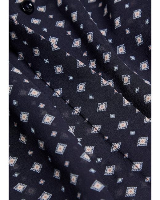 FRAME Blue Patterned Silk Blouse