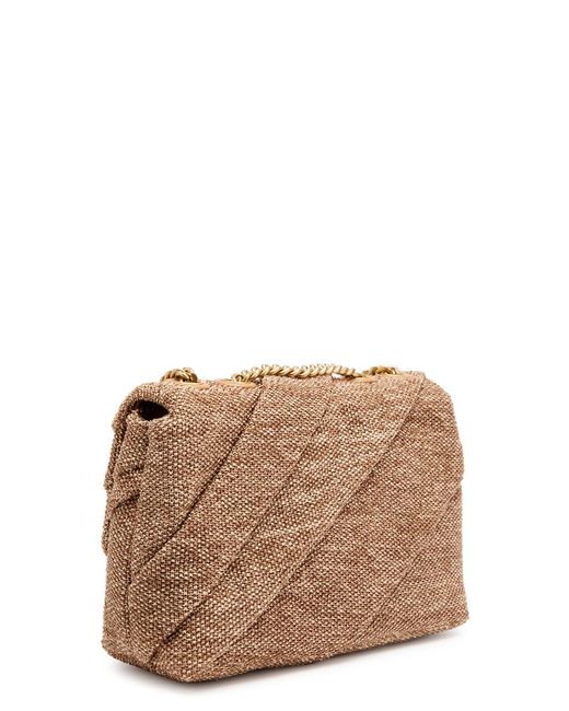 Tory Burch Brown Kira Draped Small Raffia Shoulder Bag