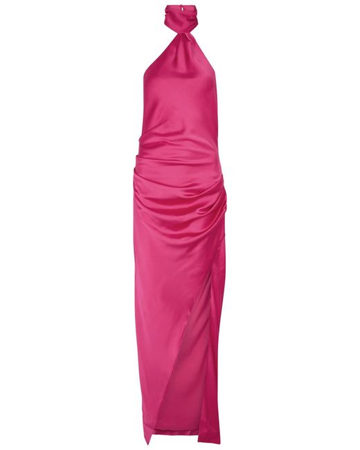 Misha Pink Emma Halterneck Satin Maxi Dress