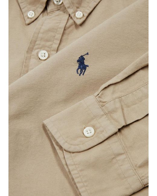 Polo Ralph Lauren Natural Logo-Embroidered Cotton Oxford Shirt for men