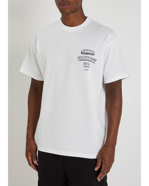 Carhartt White Sandwich Printed Cotton T-Shirt for men