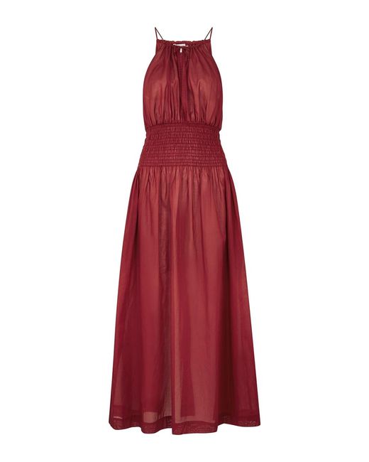 Three Graces London Red Ember Cotton Midi Dress