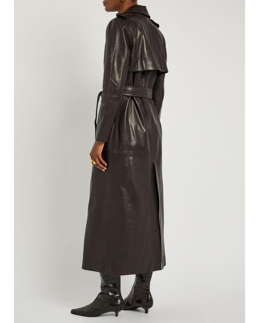 Nour Hammour Black Scarlett Belted Leather Trench Coat