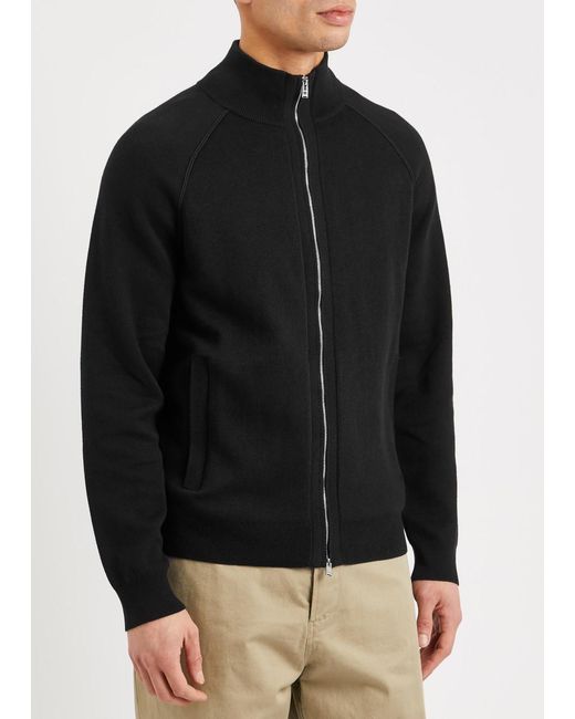 Boss Black Knitted Cotton-Blend Sweatshirt for men