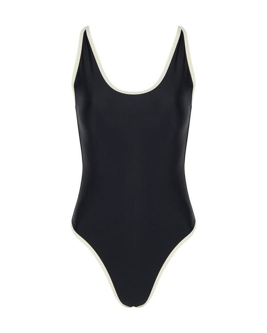 SOLAQUA Black Swim Ii Piped-Trim Swimsuit
