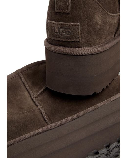 Ugg Brown Classic Ultra Mini Suede Flatform Boots