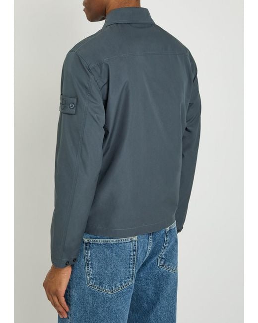 Stone Island Blue Ghost Logo Cotton-Poplin Overshirt for men