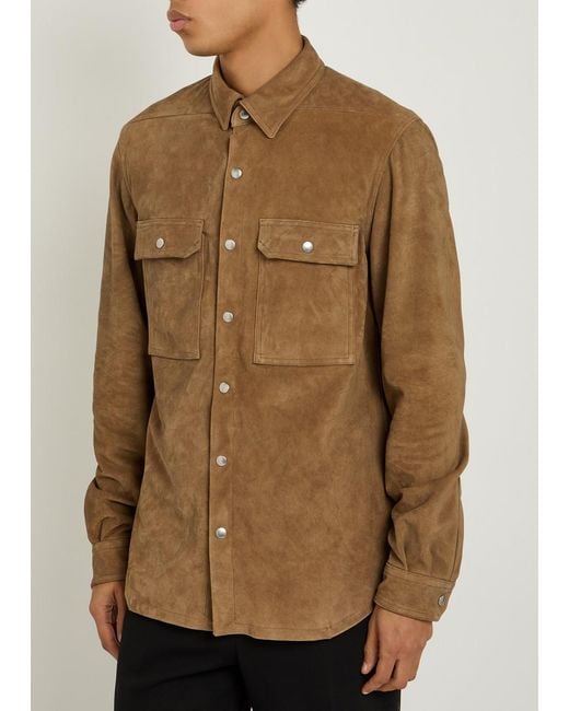 Rick Owens Brown Suede Overshirt for men