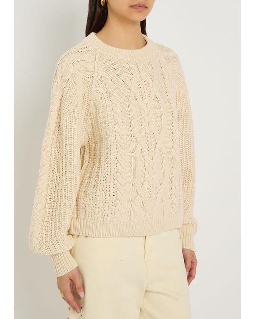 Free People Natural Frankie Cable-Knit Cotton Jumper