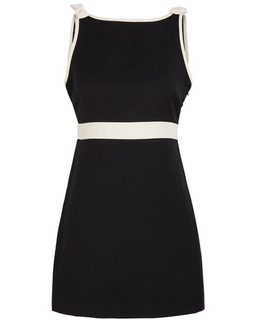 LoveShackFancy Black Catrice Bow-Appliquéd Cotton-Blend Mini Dress