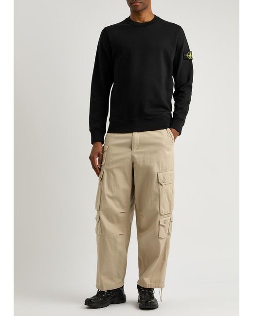 Stone Island Black Logo Cotton Sweatshirt for men