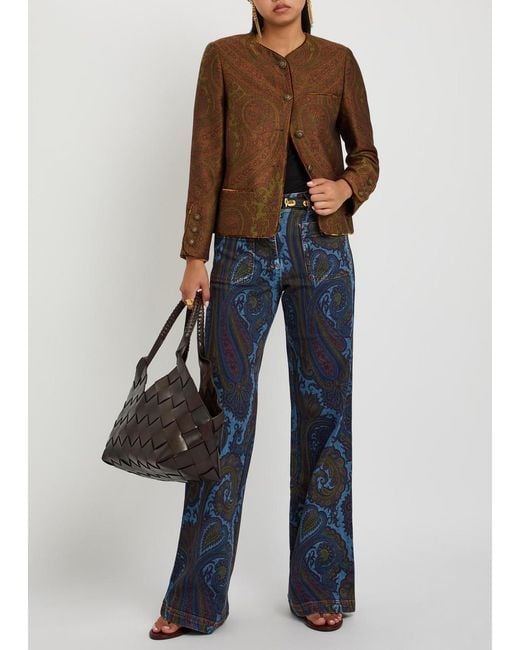 Etro Brown Paisley-Jacquard Tailored Woven Jacket