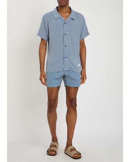 Boss Blue Beach Patterned Woven Shirt for men