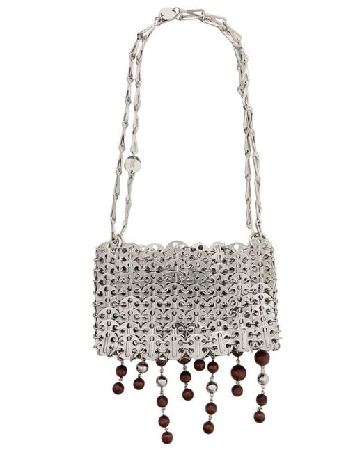 Rabanne White 1969 Nano Bead Metal Disc Shoulder Bag