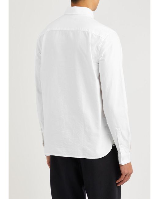 Fred Perry White Logo-embroidered Cotton Oxford Shirt for men