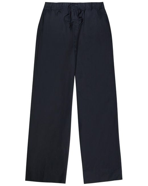Officine Generale Blue Nilson Wide-Leg Cotton Trousers for men