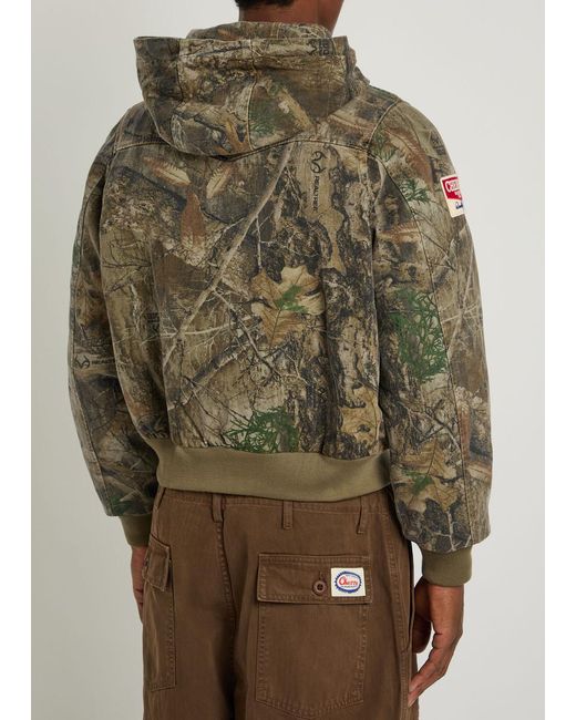 CHERRY LA Green Camouflage Hooded Canvas Jacket for men